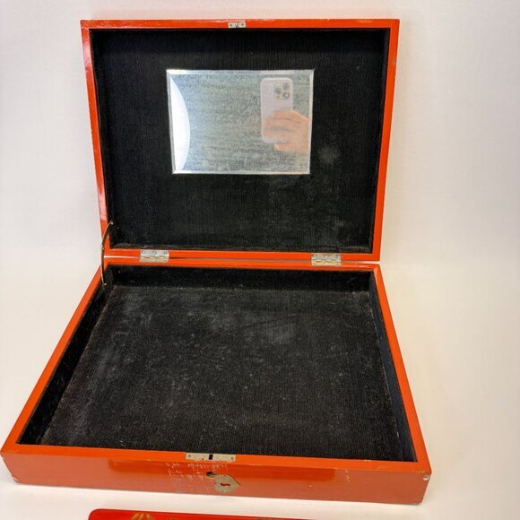 Japanese Lacquered Box and Comb Set Birds Bamboo Vintage Hand Painted MCM - Picture 2 of 16